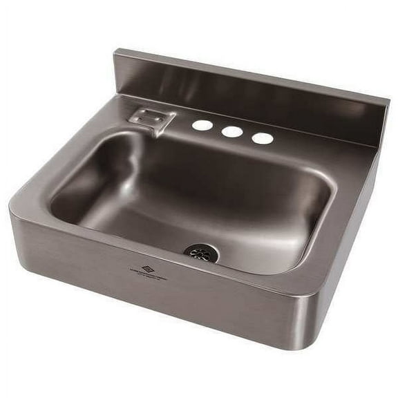 Silver Bathroom Sink, Stainless Steel, Wall Mount Bowl Size 14-1/2" x 9-1/2"