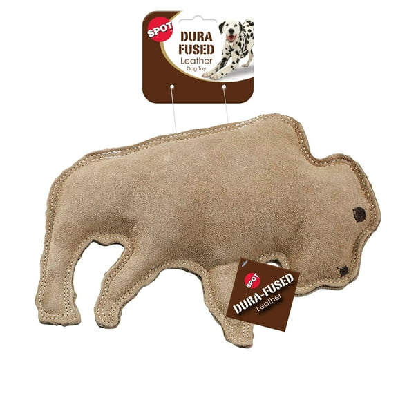 SPOT Dura-Fused Leather Dog Toys, Real Leather & Jute Chew for Moderate Chewers, with Squeaker, for Medium & Large Dogs, 11.5in