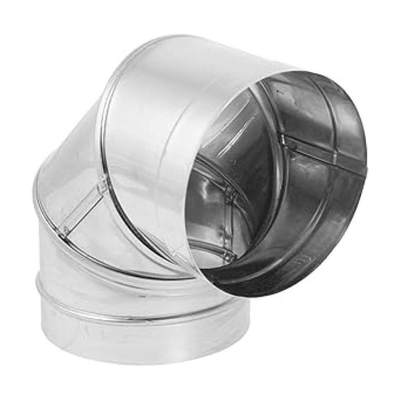 DuraBlack 8-Inch Diameter Stainless Steel Single Wall Wood Burning Stove 90 Degree Elbow Pipe Connector to Vent Smoke and Exhaust, Silver