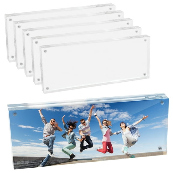 DuraClear 4x10 Acrylic Frame - Frameless Panoramic Photo & License Display - Sleek, Modern Design for Elegant Decor (5 Pack)