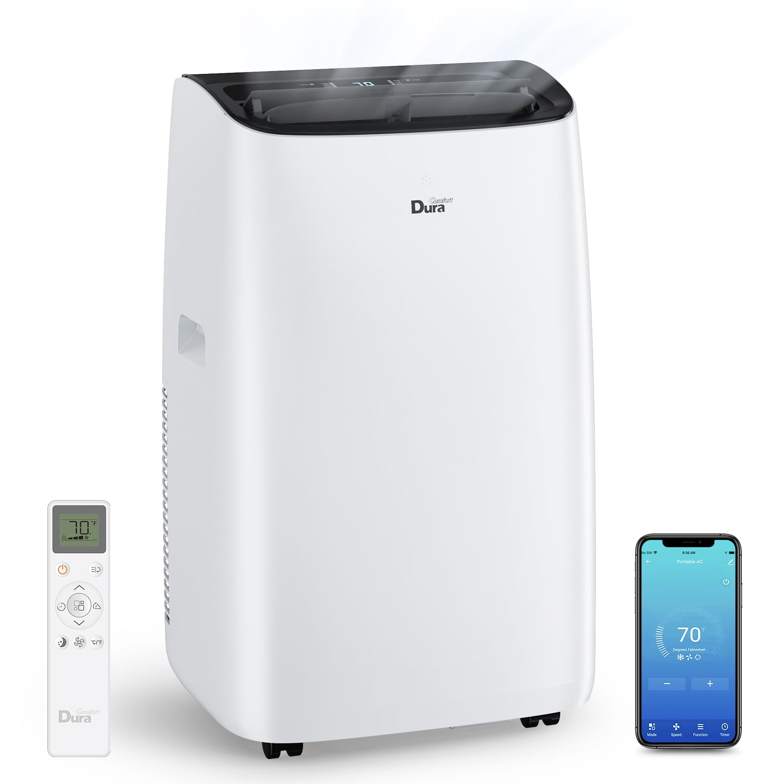 DuraComfort 8150 BTU(12,000 BTU ASHRAE) Portable Air Conditioner up to 350 Sq Ft with Smart WiFi, Cooling, Fan, Dehumidifier
