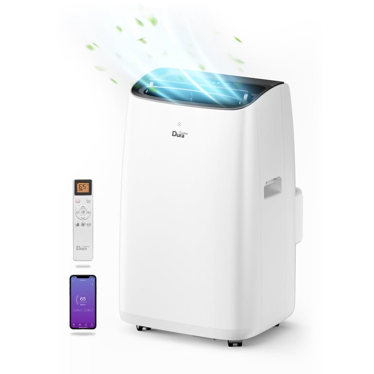 DuraComfort 12,000 BTU Portable Air Conditioner – 8150 BTU SACC, Cools 350 Sq Ft, WiFi App, Dehumidifier, Fan, White