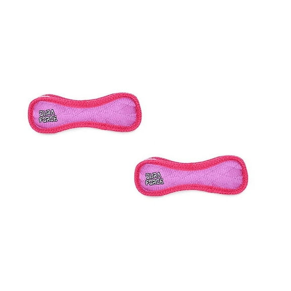 DuraForce Bone Tiger Pink, 2-Pack, Durable Woven Mesh Fiber Squeaky Dog Toy