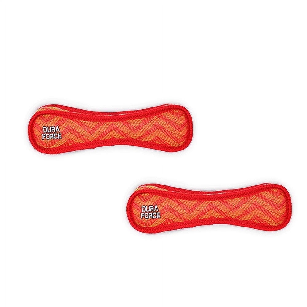 DuraForce Bone ZigZag Red, 2-Pack, Durable Woven Mesh Fiber Squeaky Dog Toy