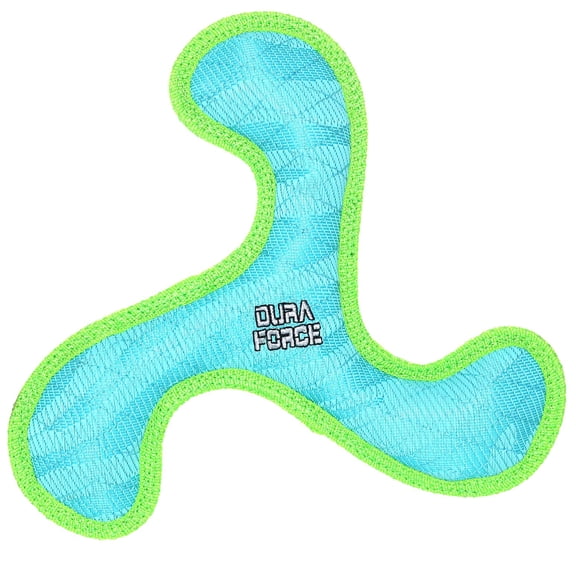DuraForce Boomerang Blue-Gren Durable Woven Fiber Squeaky Dog Toy