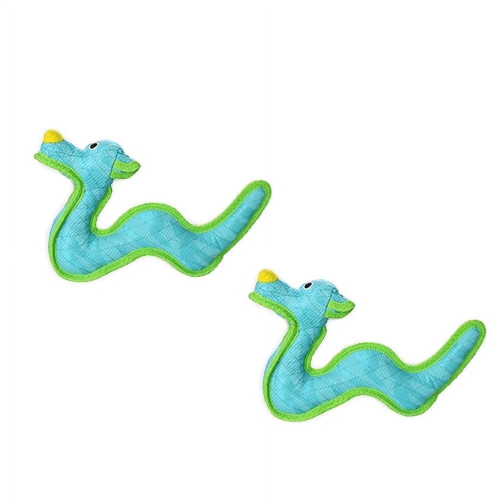 DuraForce Dragon Tiger Blue-Green, 2-Pack, Durable Woven Mesh Fiber Squeaky Dog Toy