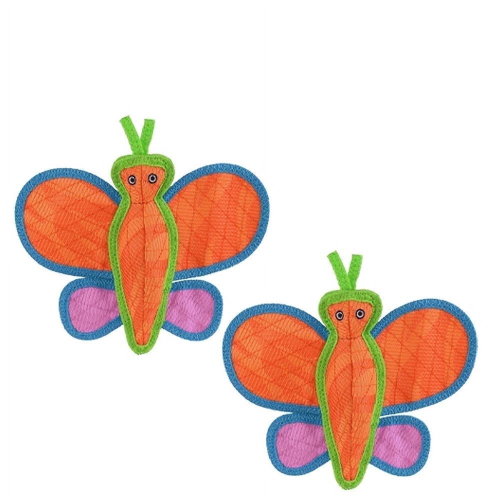 DuraForce Durable Woven Fiber Butterfly, Dog Toy with Squeaker 2 Pack