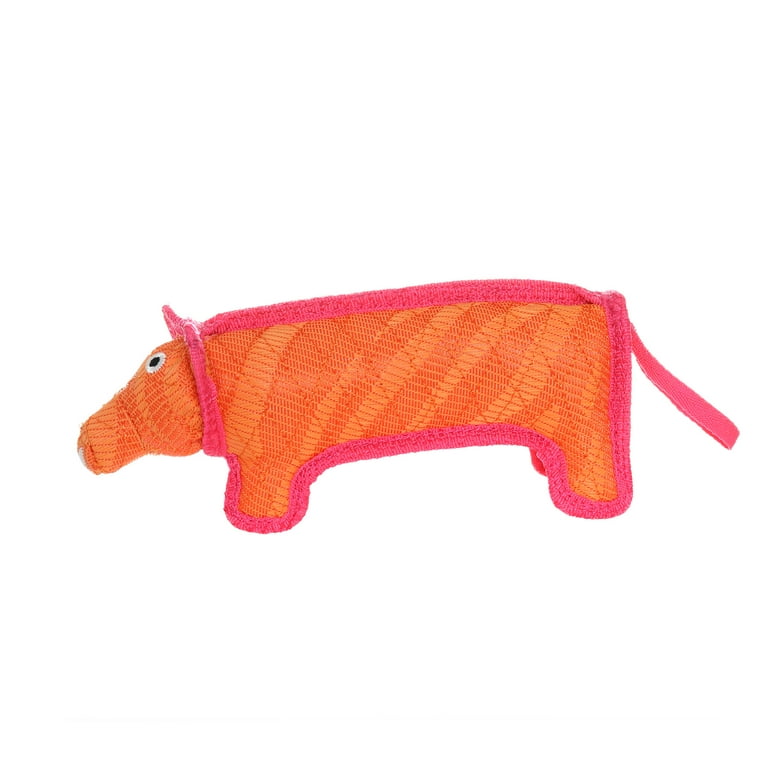 DuraForce Durable Woven Fiber Pig Dog Toy with Squeaker Orange Walmart