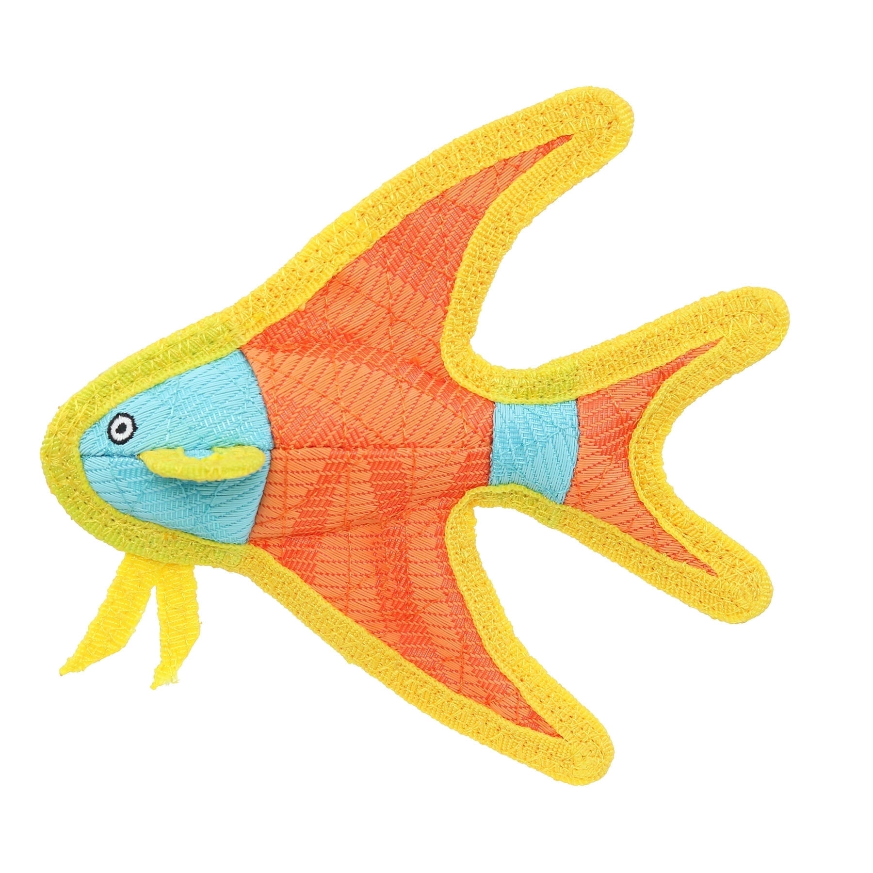 DuraForce® - JR Angel Fish- Durable Woven Fiber - Squeakers - Multiple Layers. Made Durable, Strong & Tough. Interactive Play (Tug, Toss & Fetch). Machine Washable & Floats