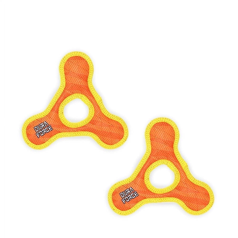 DuraForce Jr TriangleRing Tiger Orange, 2-Pack, Durable Woven Mesh Fiber Squeaky Dog Toy