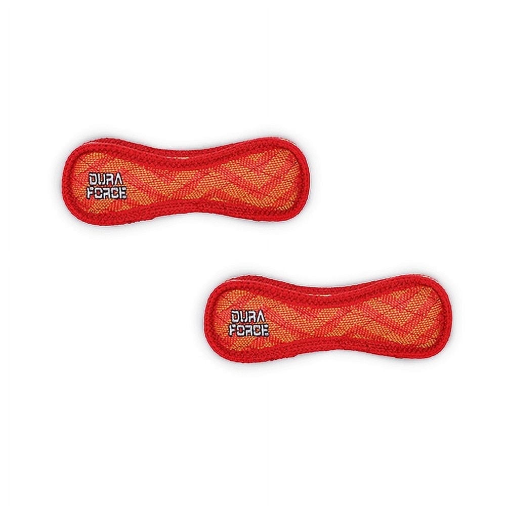 DuraForce Jr Bone ZigZag Red-Red, 2-Pack, Durable Woven Mesh Fiber Squeaky Dog Toy