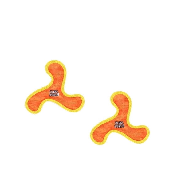 DuraForce Jr Boomerang Tiger Orange, 2-Pack, Durable Woven Mesh Fiber Squeaky Dog Toy