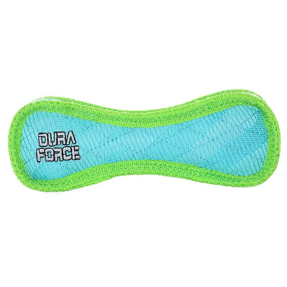 DuraForce Jr Bone Tiger Blue-Green Durable Woven Fiber Squeaky Dog Toy