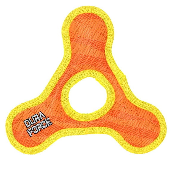 DuraForce Jr TriangleRing Tiger Orange-Yellow Durable Woven Fiber Squeaky Dog Toy