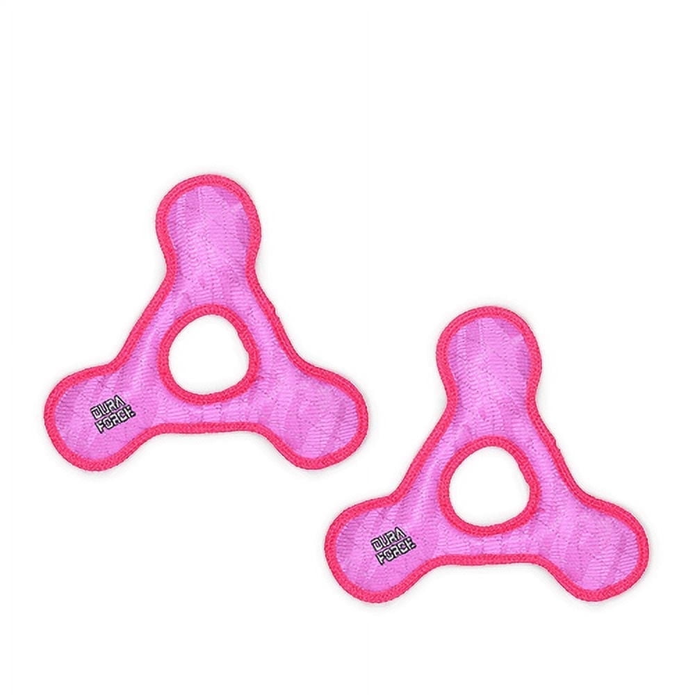 DuraForce Triangle Ring Tiger Pink-Pink, 2-Pack, Durable Woven Mesh Fiber Squeaky Dog Toy