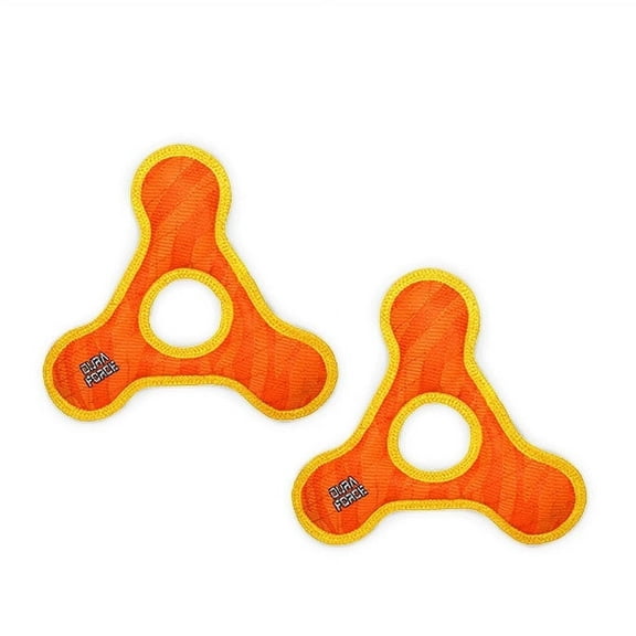 DuraForce TriangleRing Tiger Orange-Yellow, 2-Pack, Durable Woven Mesh Fiber Squeaky Dog Toy