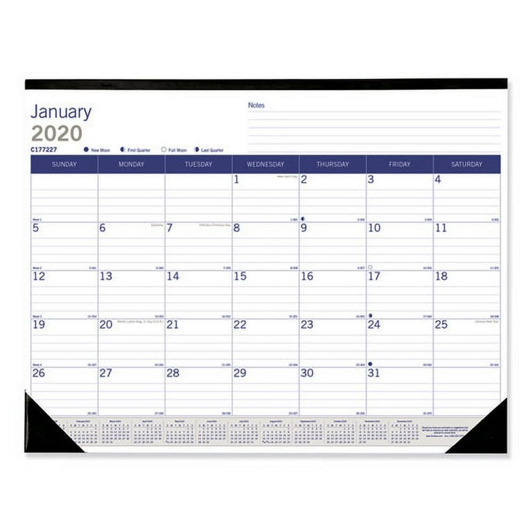 Desk Pad, 22 x 17, White Sheets, Black Binding, Black Corners, 12-Month (Jan to Dec): 2024 Desk Pad, 22 x 17, White Sheets, Black Binding, Black Corners, 12-Month (Jan to Dec): 2024