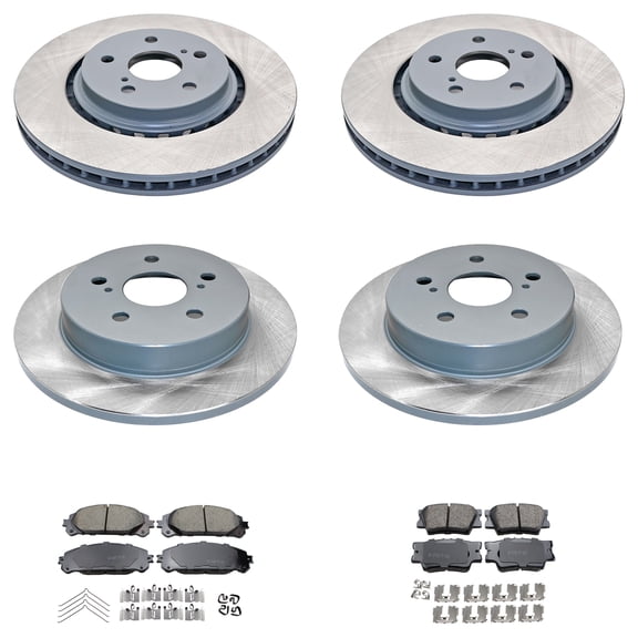 DuraGo Front Rear Rotor Akebono ProACT Ceramic Brake Pad Kit for Camry TRD FWD