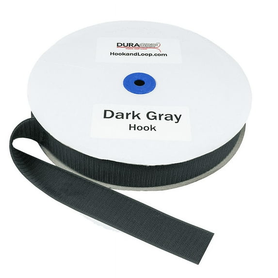 DuraGrip® Brand - 1.5" Dark Gray Hook Peel & Stick - Rubber