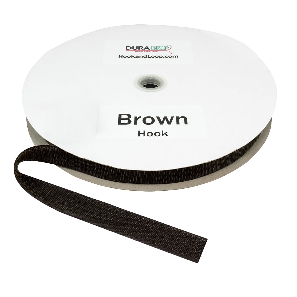 DuraGrip® Brand - 1" Brown Hook Peel & Stick - Rubber