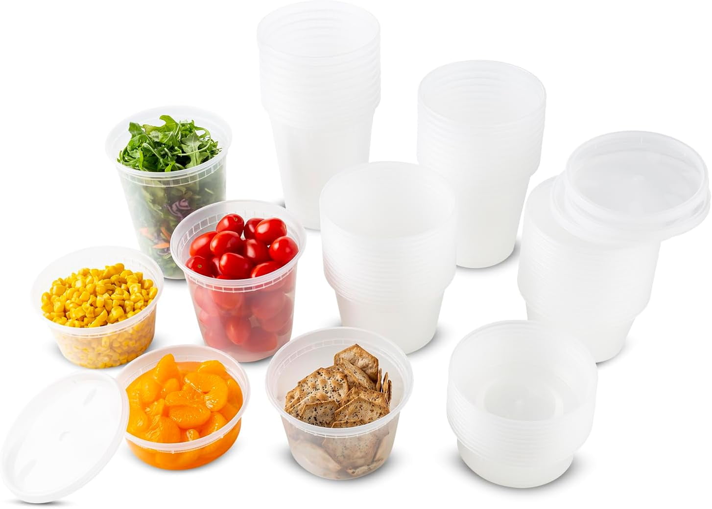 DuraHome Food Storage Containers with Lids Freezer Deli Cups 90 Sets Expanded Combo Pack 8oz