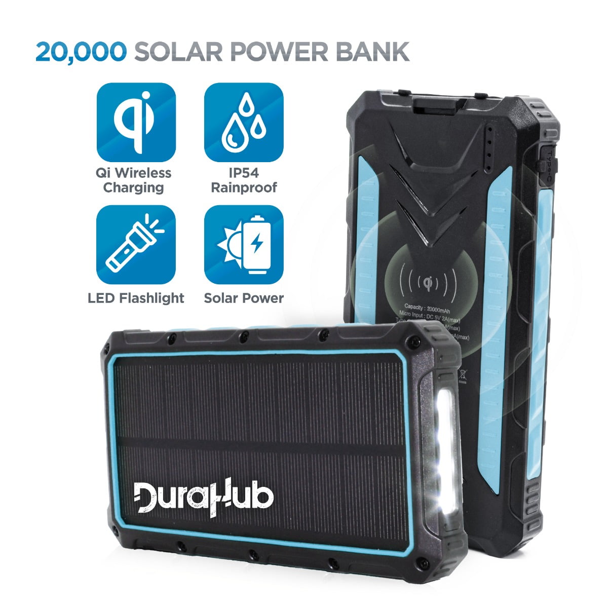 Toughtested 20,000mah Solar Powerbank, Cell Phone Batteries & Chargers, Electronics