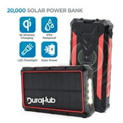 SIRIUS SURVIVAL DuraHub - Solar Power USB Battery Bank with QI Wireless, True 20000mAh Ultra Capacity – Super Rugged, Portable, Waterproof - 4 Charge Ports + LED Light – Great for Camping/Hiking/Traveling/Outdoor