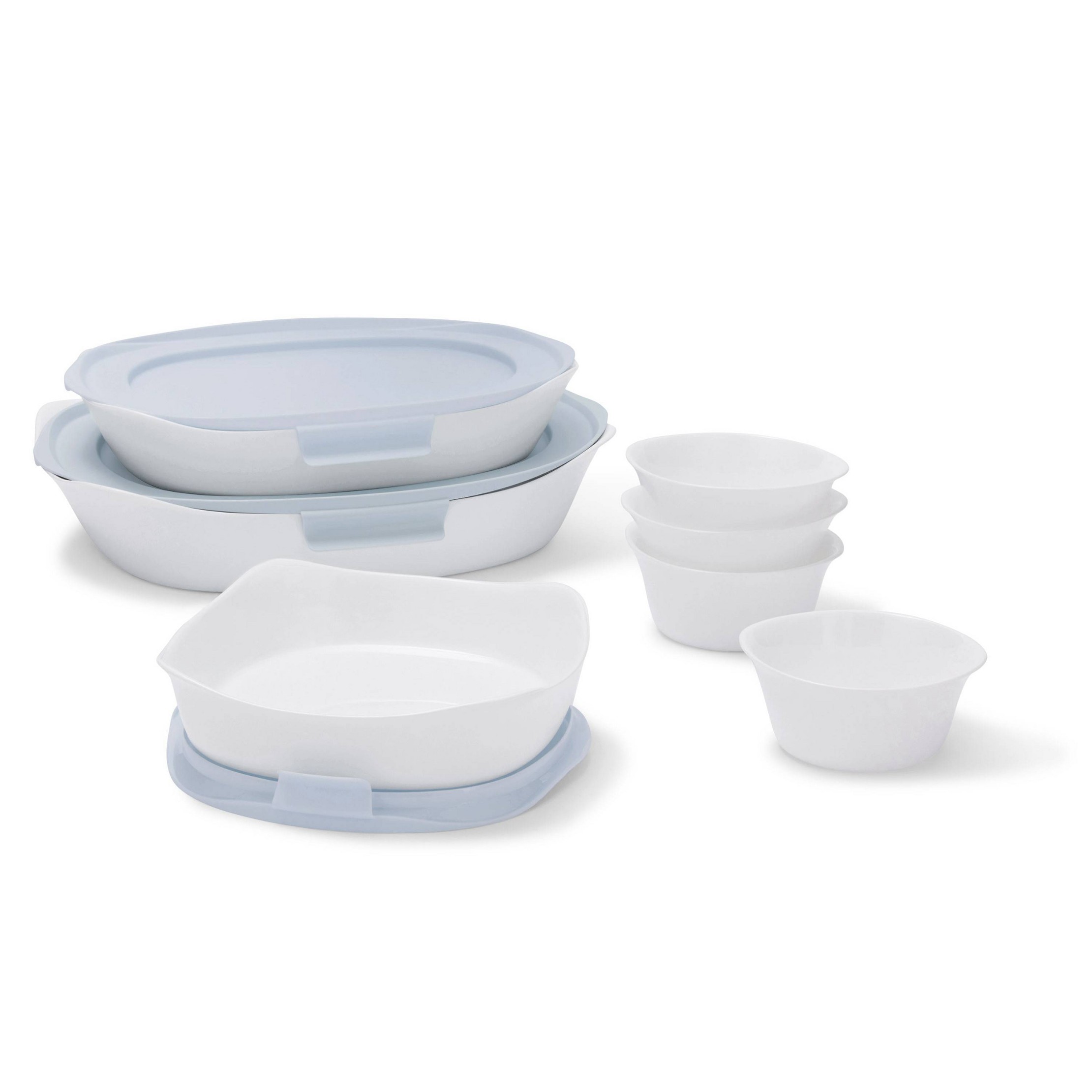 DuraLite Glass Bakeware, 10pc Set, Baking Dishes or Casserole Dishes, and Ramekins, Assorted
