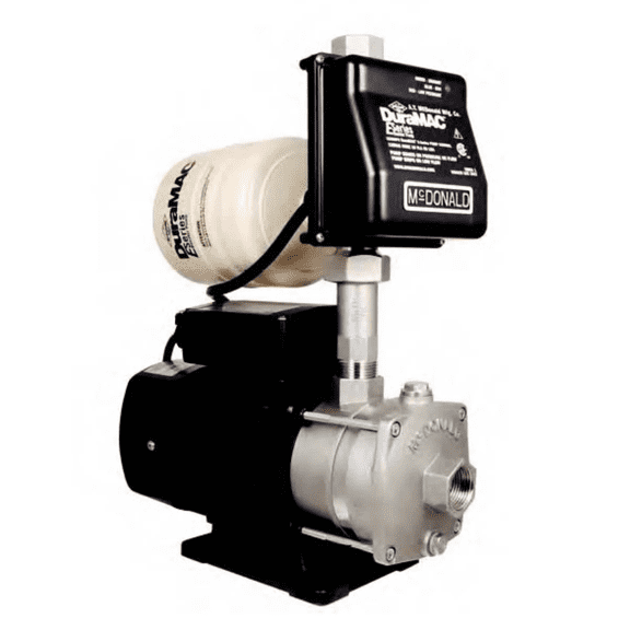 DuraMAC E-Series Stainless Steel Booster Pump System, 35 PSI, 1/2 HP, 120V, 20 GPM, Automatic Water Pressure Booster Pump with Dry-Run Protection & 1/2 Gallon Tank