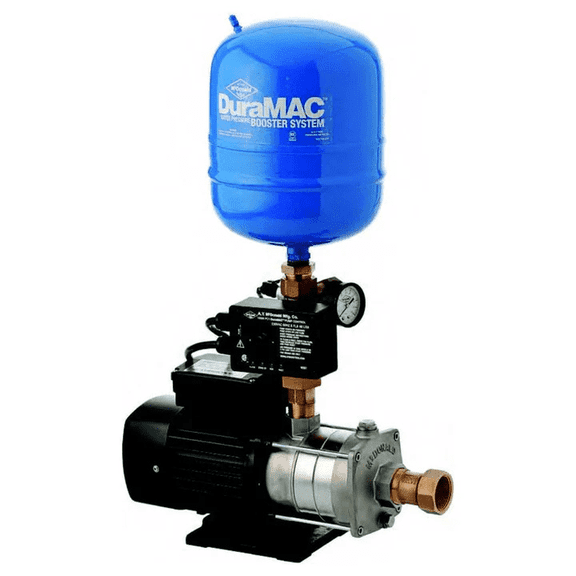 DuraMAC Light Commercial Booster Pump System 1.5 HP 230V 78 PSI Pressure Boost, 35 GPM, Model 17078C035PC2 , 2 Gallon Tank, Stainless Steel, TEFC Motor