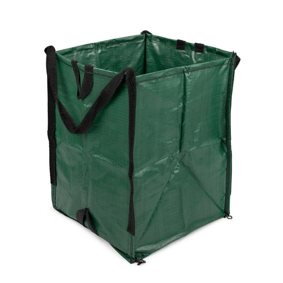 Heavy Duty Home and Yard Bags 48-Gallon Reusable Self-Standing Lawn and Leaf Bags Garbage Can with Reinforced Handles, Green