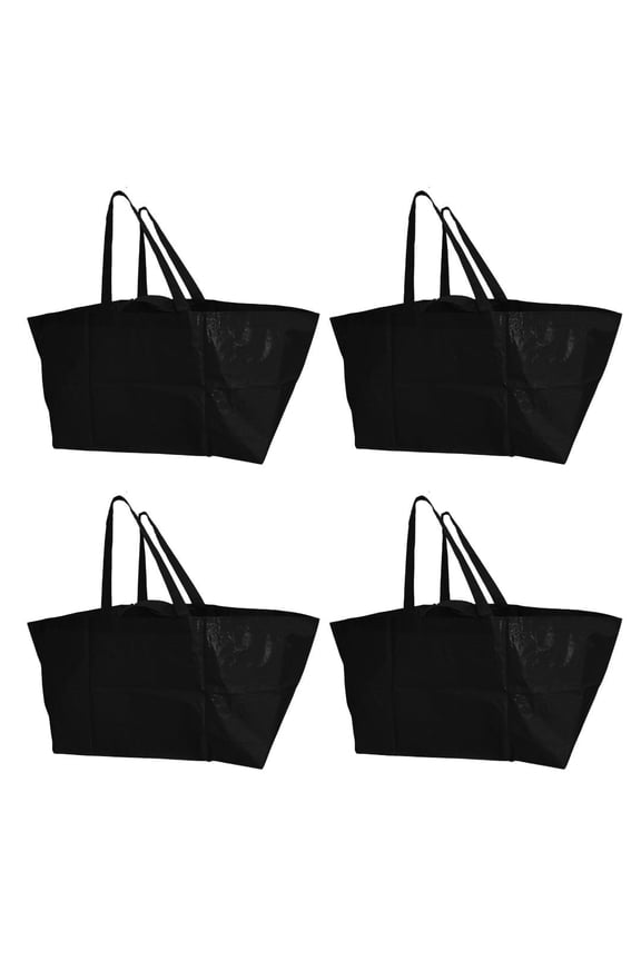 Haul-It-All Reusable Shopping Bag, Heavy Duty, 36"L x 8.5"W x 13.5"H, Black, 4-Pack
