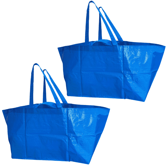 DuraSack Haul-It-All Reusable Shopping Bag, Heavy Duty, 36"L x 8.5"W x 13.5"H, Blue, 2-Pack