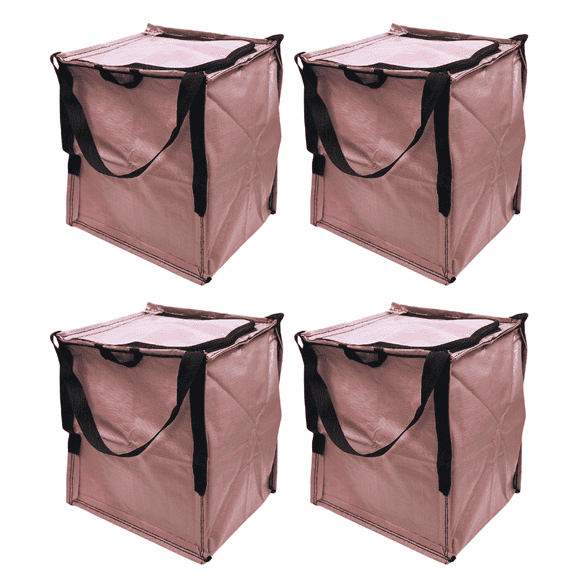 DuraSack Home and Yard Tote with Zipper Top, Heavy Duty, 22 Gallon Capacity, 16"L x 16"W x 20"H, Mauve, 4-Pack