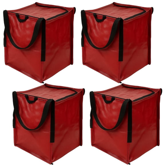 DuraSack Home and Yard Tote with Zipper Top, Heavy Duty, 22 Gallon Capacity, 16"L x 16"W x 20"H, Red, 4-Pack