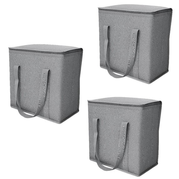 DuraSack Reusable Insulated Food Delivery Bag, Medium, 5 Gallon Capacity, 13"L x 7"W x 13"H, Gray, 3-Pack