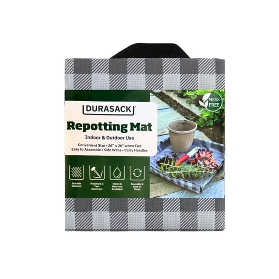 DuraSack Small Repotting Mat, 26"L x 26"W, Gray Gingham