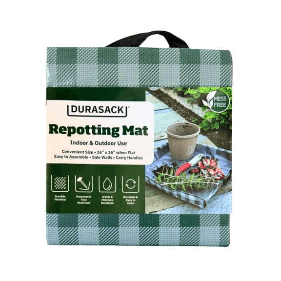DuraSack Small Repotting Mat, 26"L x 26"W, Green Gingham