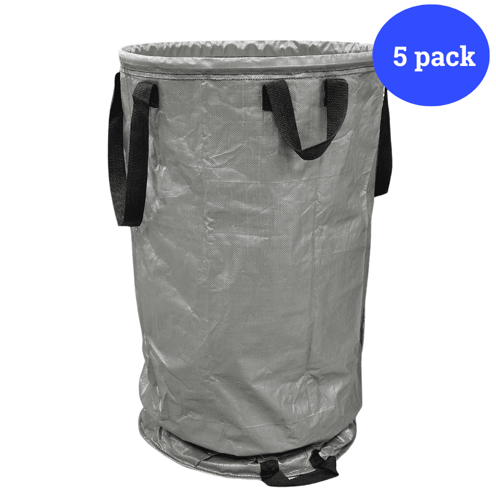 DuraSack Valet Trash Pickup Bag, 80 Gallon Capacity, 24"L x 24"W x 41"H, Gray, 5-Pack