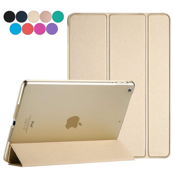 DuraSafe Case for iPad 9.7 Inch 5th 6th Gen Air 1 Air 2 Gen [ A1474 A1475 ] Tri Fold Smart Cover with Translucent Back, Auto Sleep/Wake - Gold