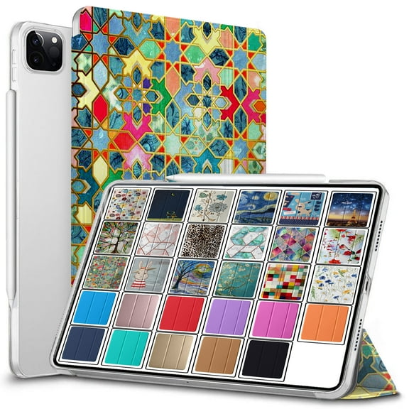 DuraSafe Cases For iPad PRO 11 Inch 2nd Gen 2020 (Will not fit iPad PRO 11 2018) Slimline Series Lightweight Protective Cover with Dual Angle Stand & Clear PC Back Shell - Damask