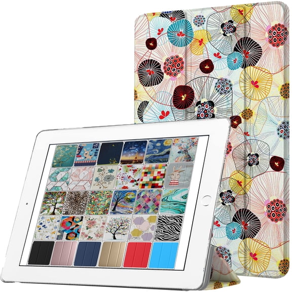 DuraSafe Cases For iPad PRO 12.9 - 1 Gen Slimline Series Lightweight Protective Cover with Dual Angle Stand & Clear PC Back Shell - Yarn Flowers