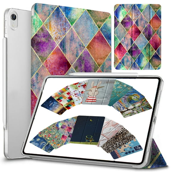 DuraSafe Cases For iPad PRO 12.9 - 3 Gen (Will Not Fit on PRO 12.9 2020) Ultra Slim Clear PC Back Shell Cover Supports Pencil Pair & Charging - Diamond Grid