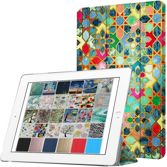 DuraSafe Cases For iPad PRO 2016 - 9.7" Slimline Series Lightweight Protective Cover with Dual Angle Stand & Clear PC Back Shell - Damask