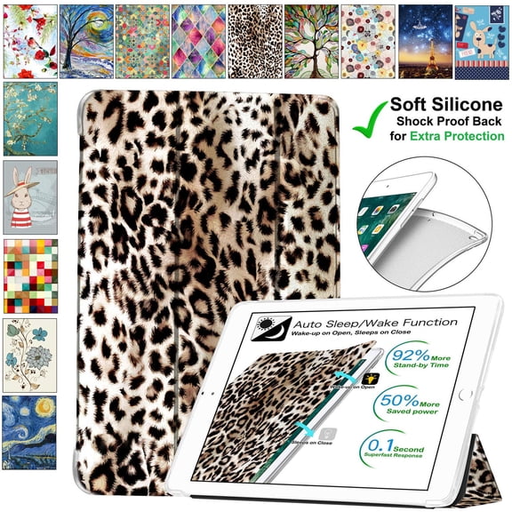 DuraSafe Cases Leopard Printed with Transparent Soft Silicone Back Smart Cover for iPad Mini 4-7.9 inches 2015 A1538 A1550 Tablets