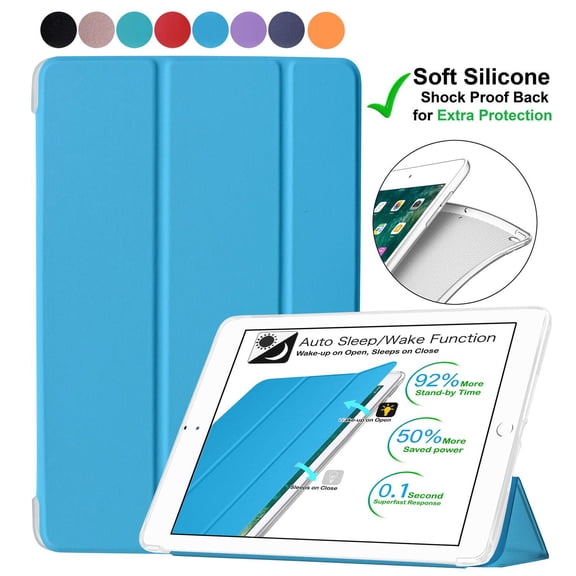 DuraSafe Cases for iPad Mini 4-7.9 Inch 2015 [ A1538 A1550 ] Smart Cover with Soft Silicone Back, Auto Sleep/Wake - Blue (Soft Translucent Back)