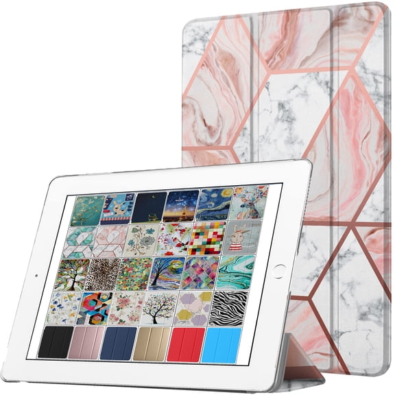 DuraSafe Cases for iPad Mini 5th Gen 2019-7.9 Slimline Series Lightweight Protective Cover with Dual Angle Stand & Clear PC Back Shell - Pink Marble