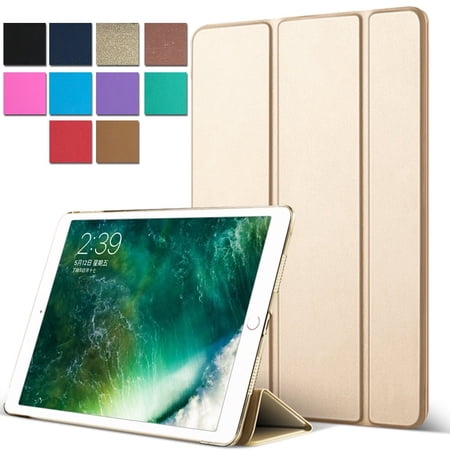 DuraSafe Cases for iPad PRO 12.9 2 Gen 2017 [ iPad 12.9 Inch 2nd ] A1670 A1671 Trifold Hard Smart PC Translucent Back Cover - Gold