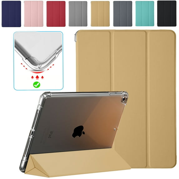 DuraSafe Cases For iPad 10.2 - Latest 8 Gen 2020 & 7 Gen 2019 MW762LL/A MW742LL/A MW752LL/A MW772LL/A MYLC2LL/A MYL92LL/A Ultra Slim Power Saving (Auto Sleep/Wake) Case with Clear Back - Gold