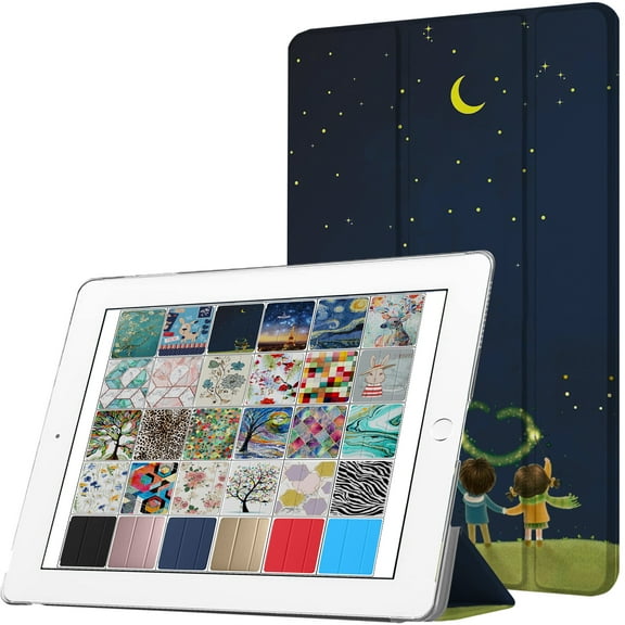 DuraSafe Cases for iPad 2nd Gen / 3rd Gen / 4th Gen - 9.7 Inch Slimline Series Lightweight Protective Cover with Dual Angle Stand & Clear PC Back Shell - Night Sky